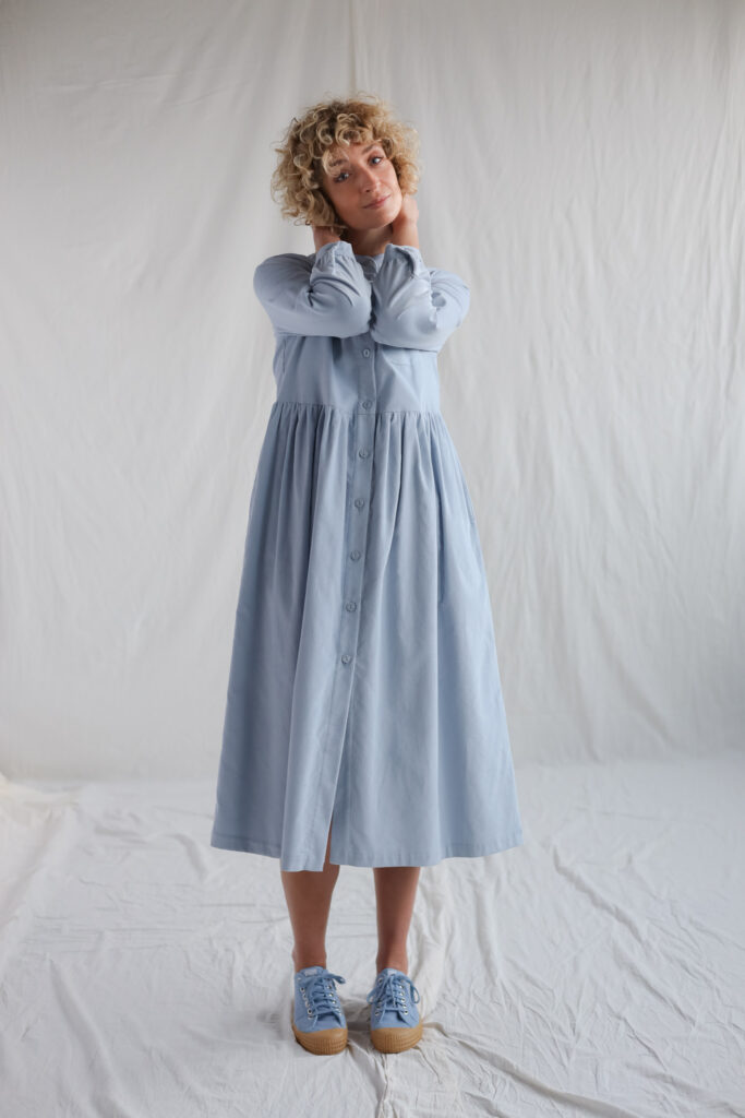 Needlecord grandad collar button through dress CORA | Dress | Sustainable clothing | OffOn clothing