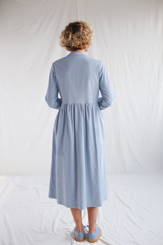 Needlecord grandad collar button through dress CORA - Image 1