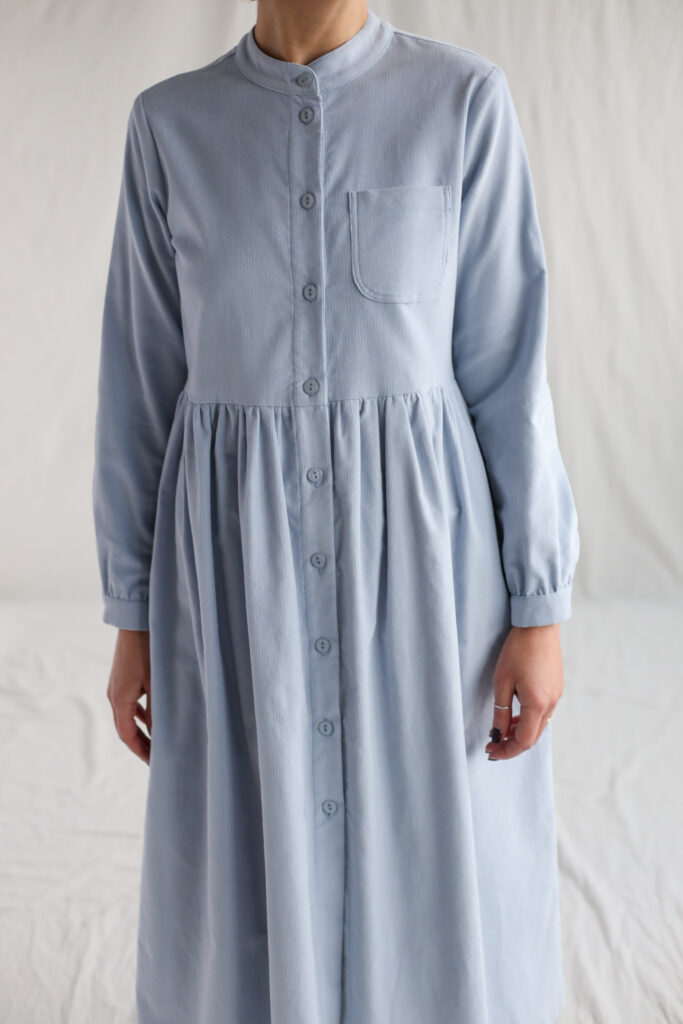 Needlecord grandad collar button through dress CORA - Image 3