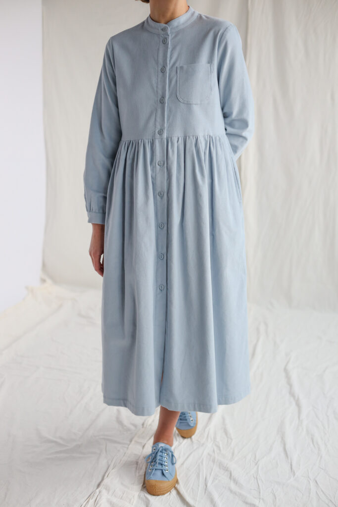 Needlecord grandad collar button through dress CORA - Image 4