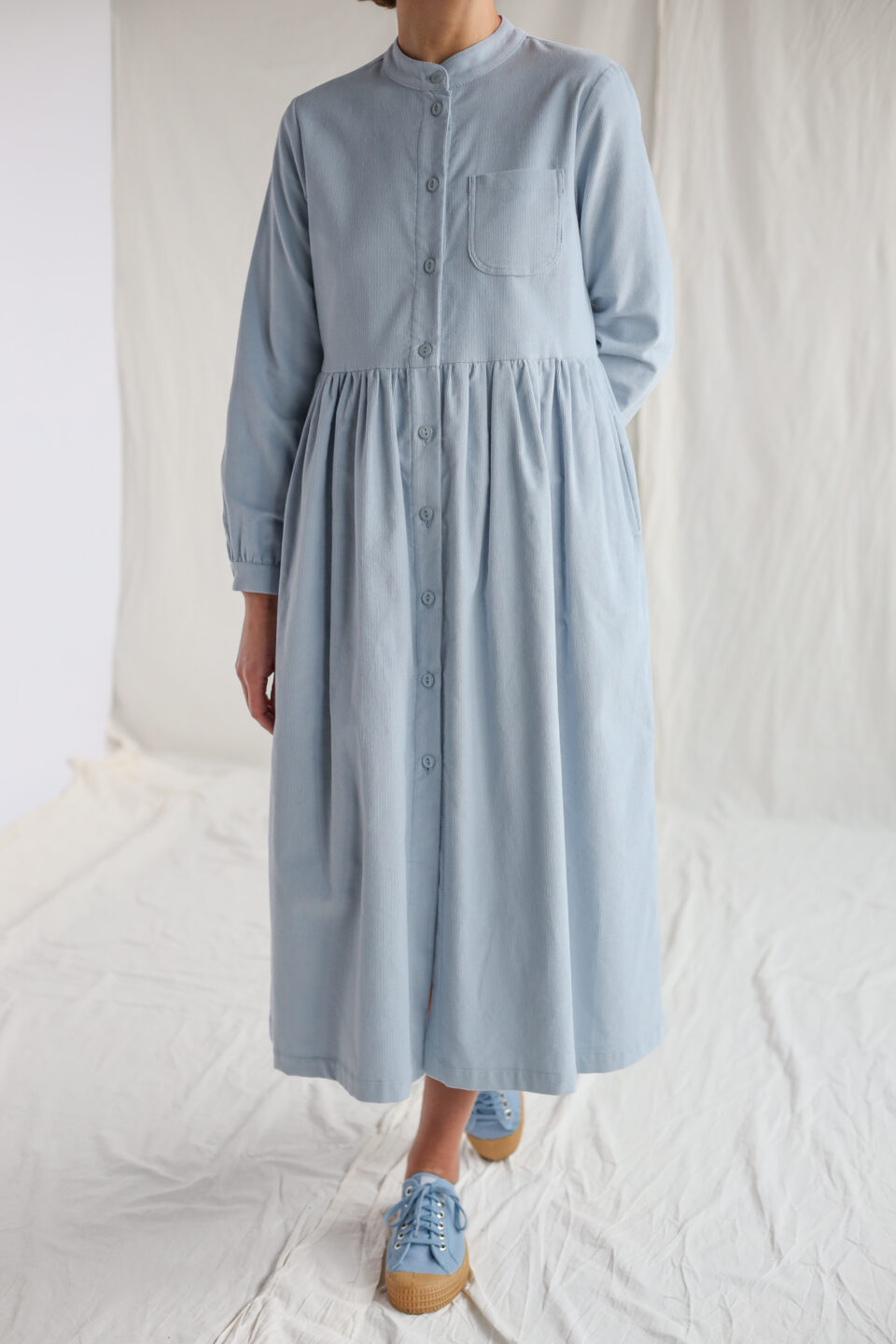 Needlecord grandad collar button through dress CORA - Image 4