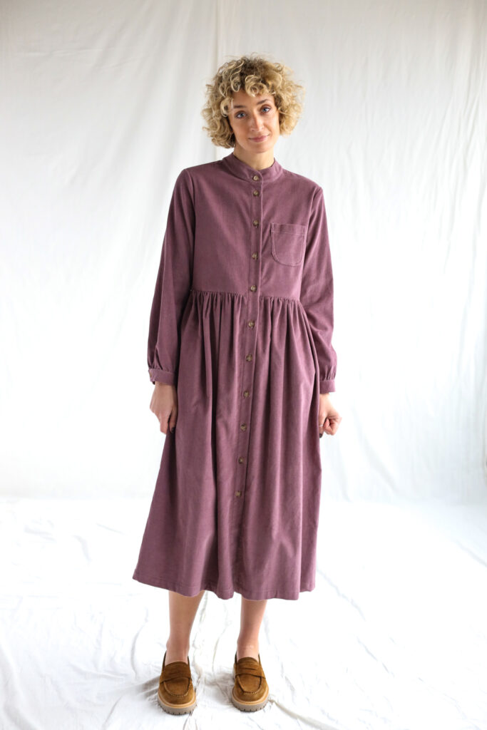 Needlecord long sleeve grandad collar dress CORA - Image 1