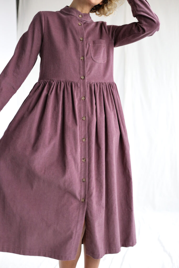 Needlecord long sleeve grandad collar dress CORA - Image 4