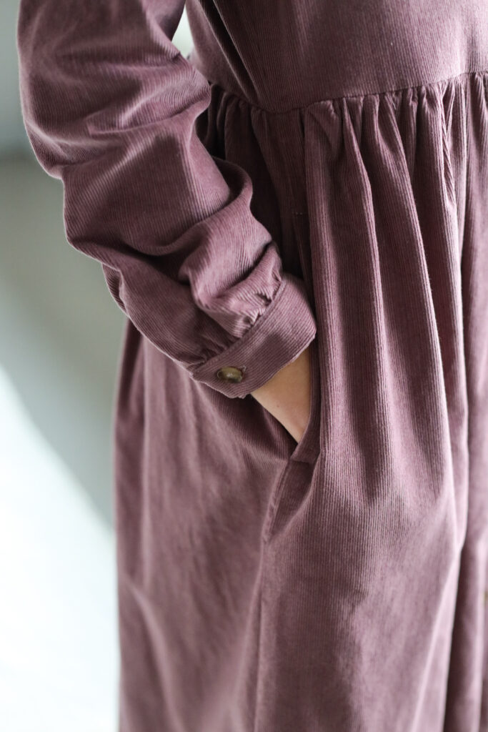 Needlecord long sleeve grandad collar dress CORA - Image 5