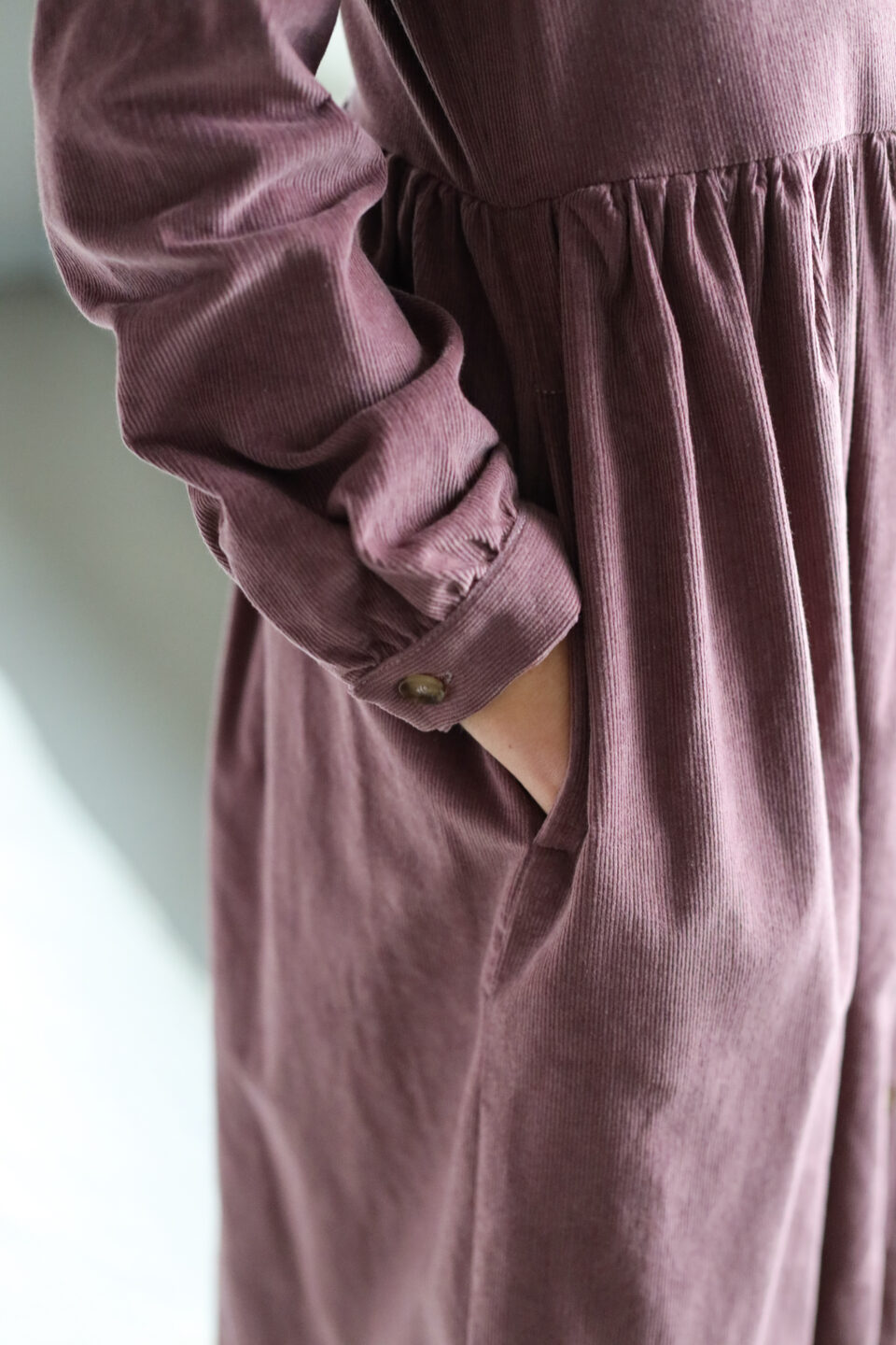 Needlecord long sleeve grandad collar dress CORA - Image 5