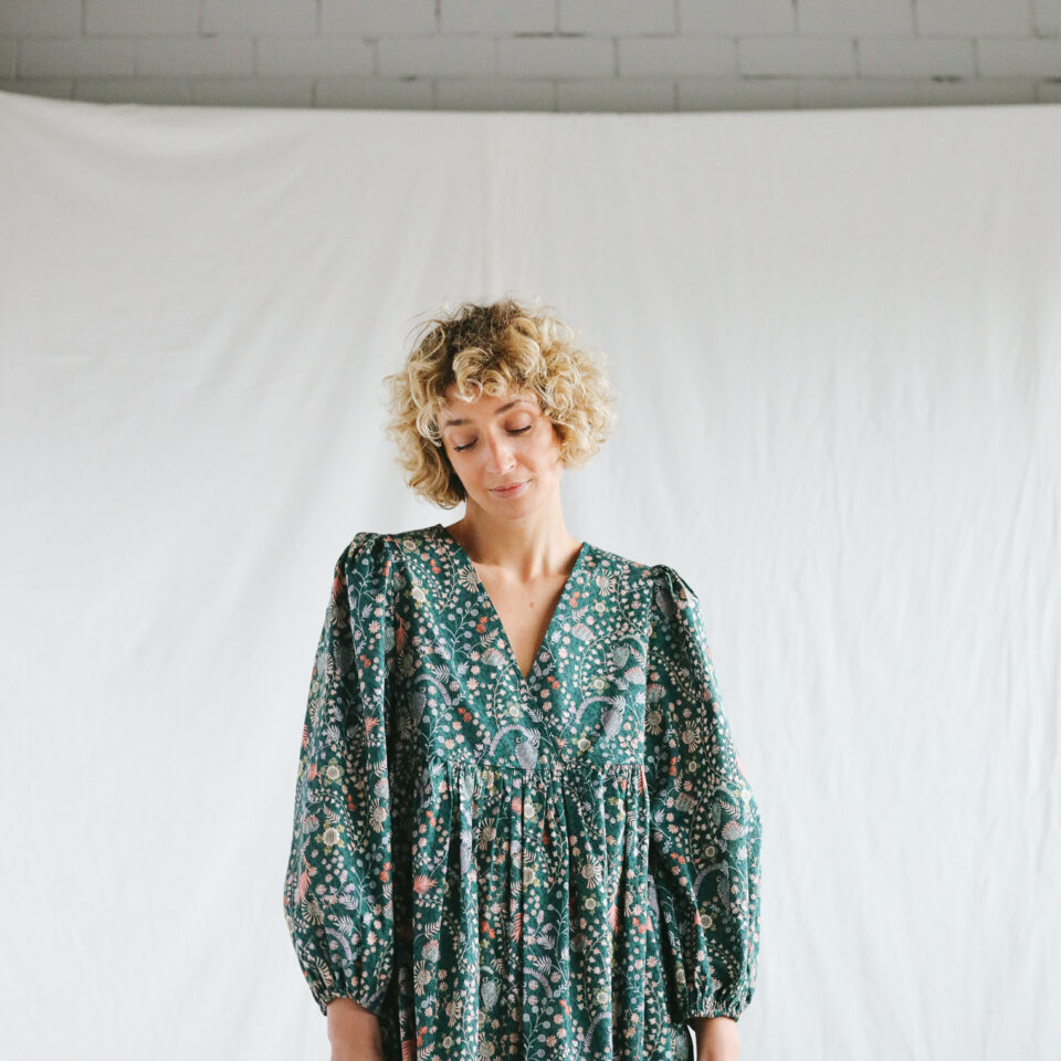 Flowy overlapped V-neck boho dress CROCHET MEADOW | Dress | Sustainable clothing | OffOn clothing