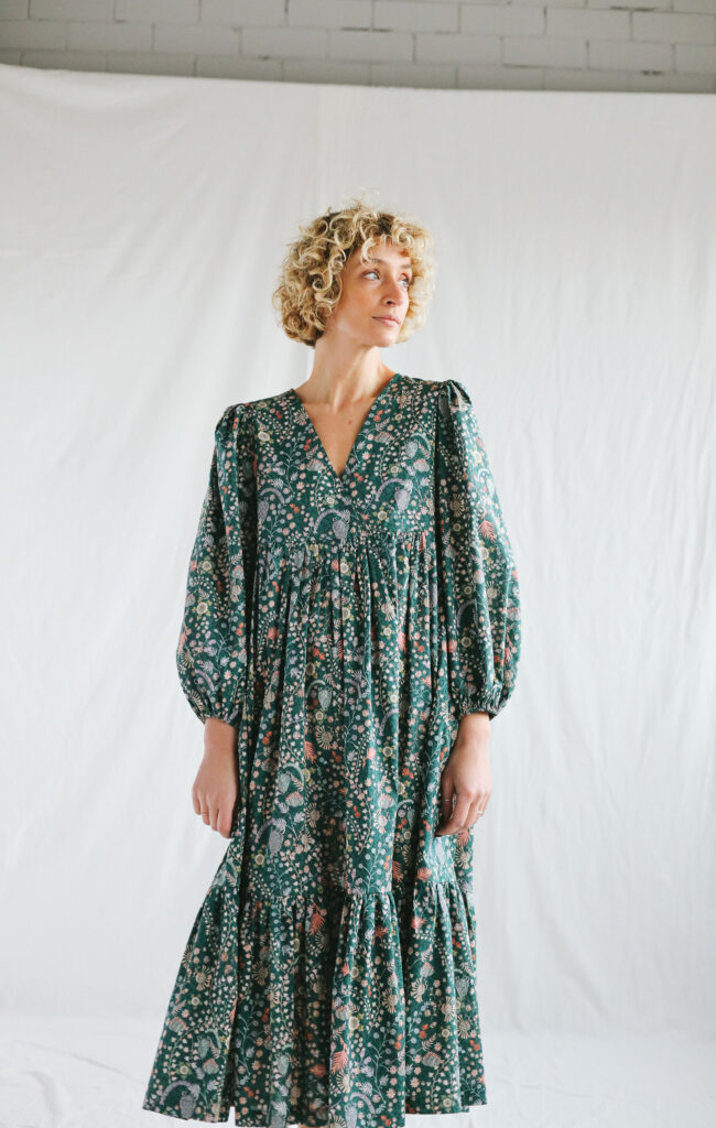 Flowy overlapped V-neck boho dress CROCHET MEADOW - Image 1