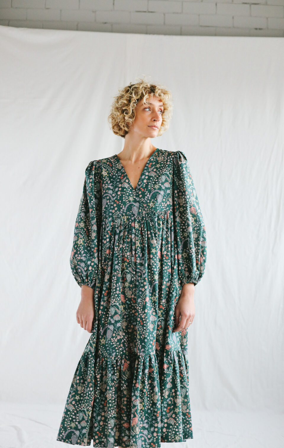 Flowy overlapped V-neck boho dress CROCHET MEADOW - Image 1