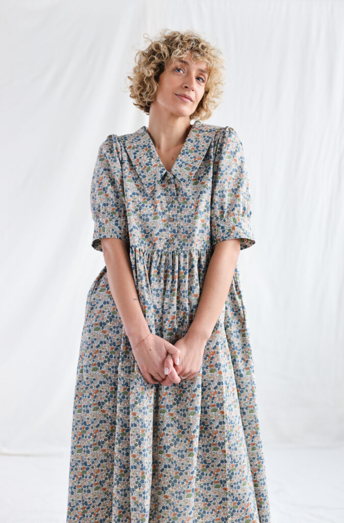 Sailor collar floral print dress AVRIL | Dress | Sustainable clothing | OffOn clothing
