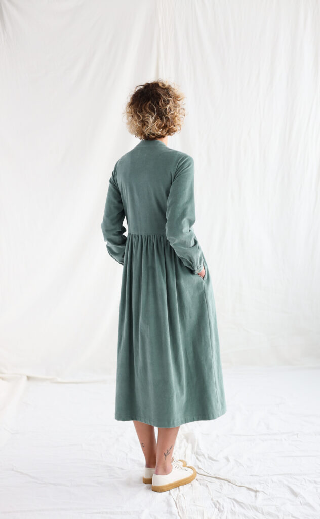 Needlecord grandad collar loose fit dress CORA - Image 2