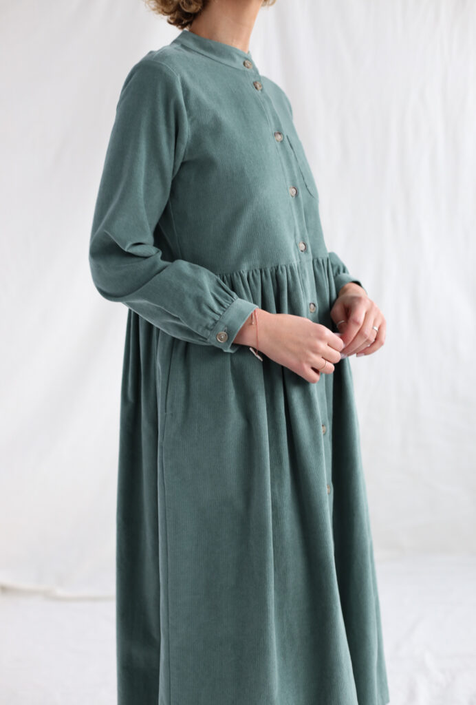Needlecord grandad collar loose fit dress CORA - Image 3