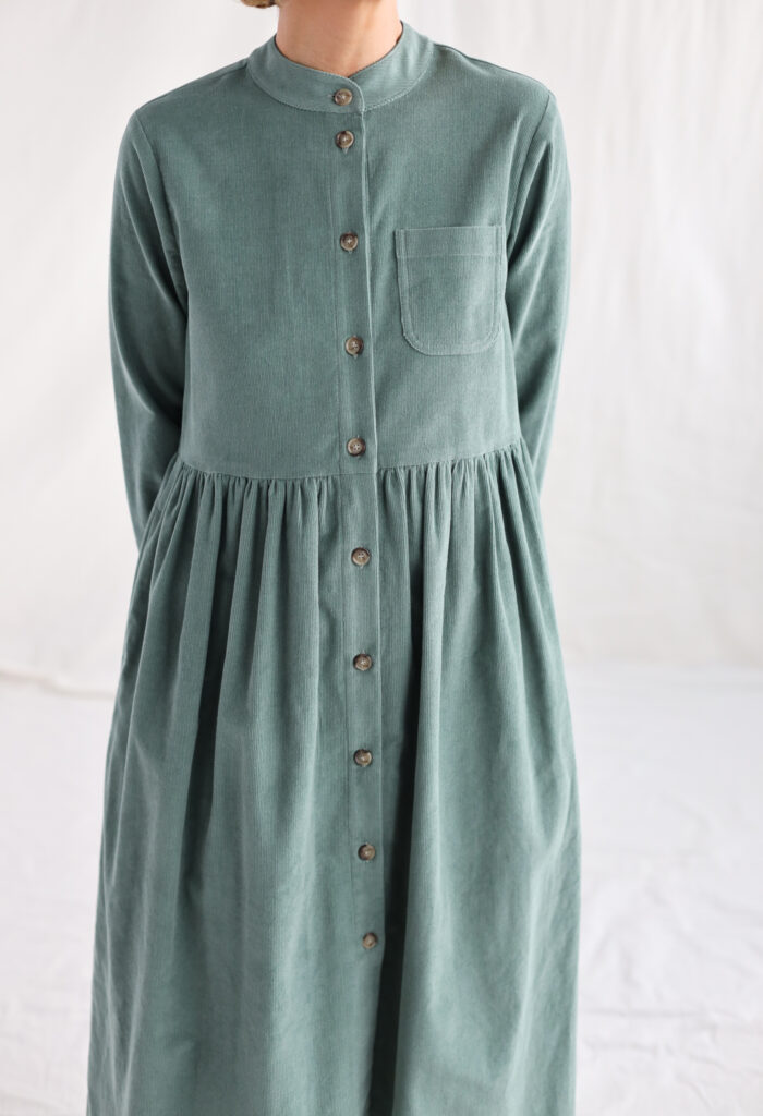 Needlecord grandad collar loose fit dress CORA - Image 4