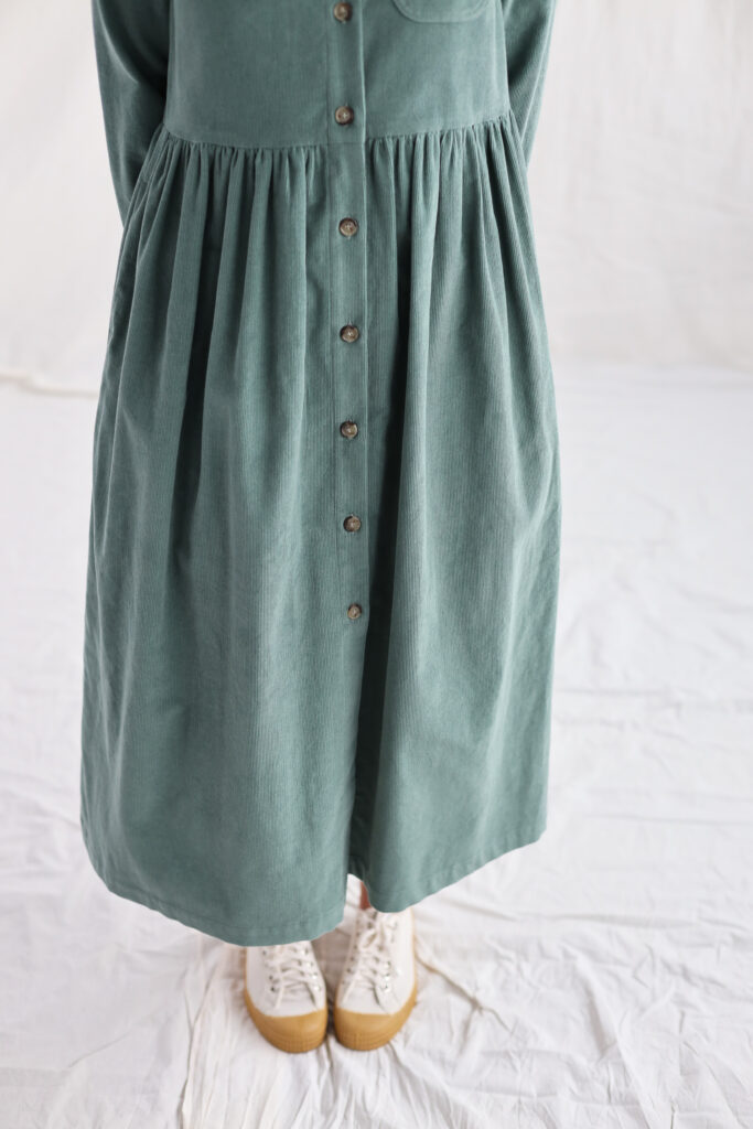Needlecord grandad collar loose fit dress CORA - Image 5