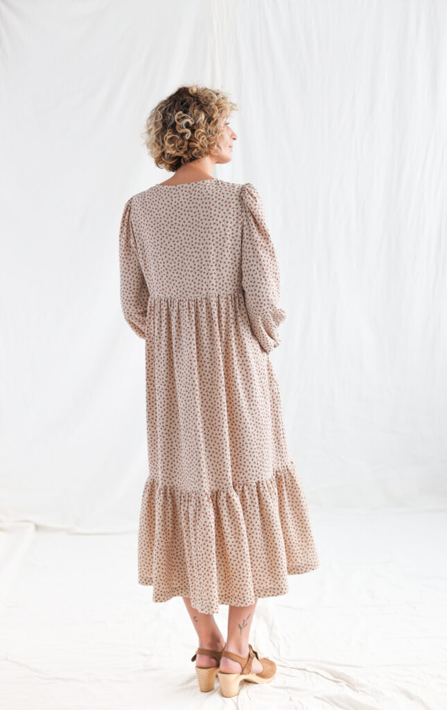 High waisted floral double gauze cotton dress FLEUR - Image 3