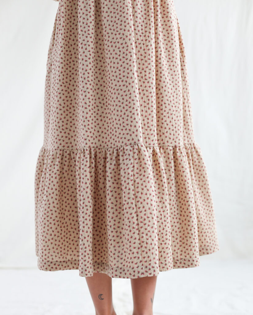 High waisted floral double gauze cotton dress FLEUR - Image 4