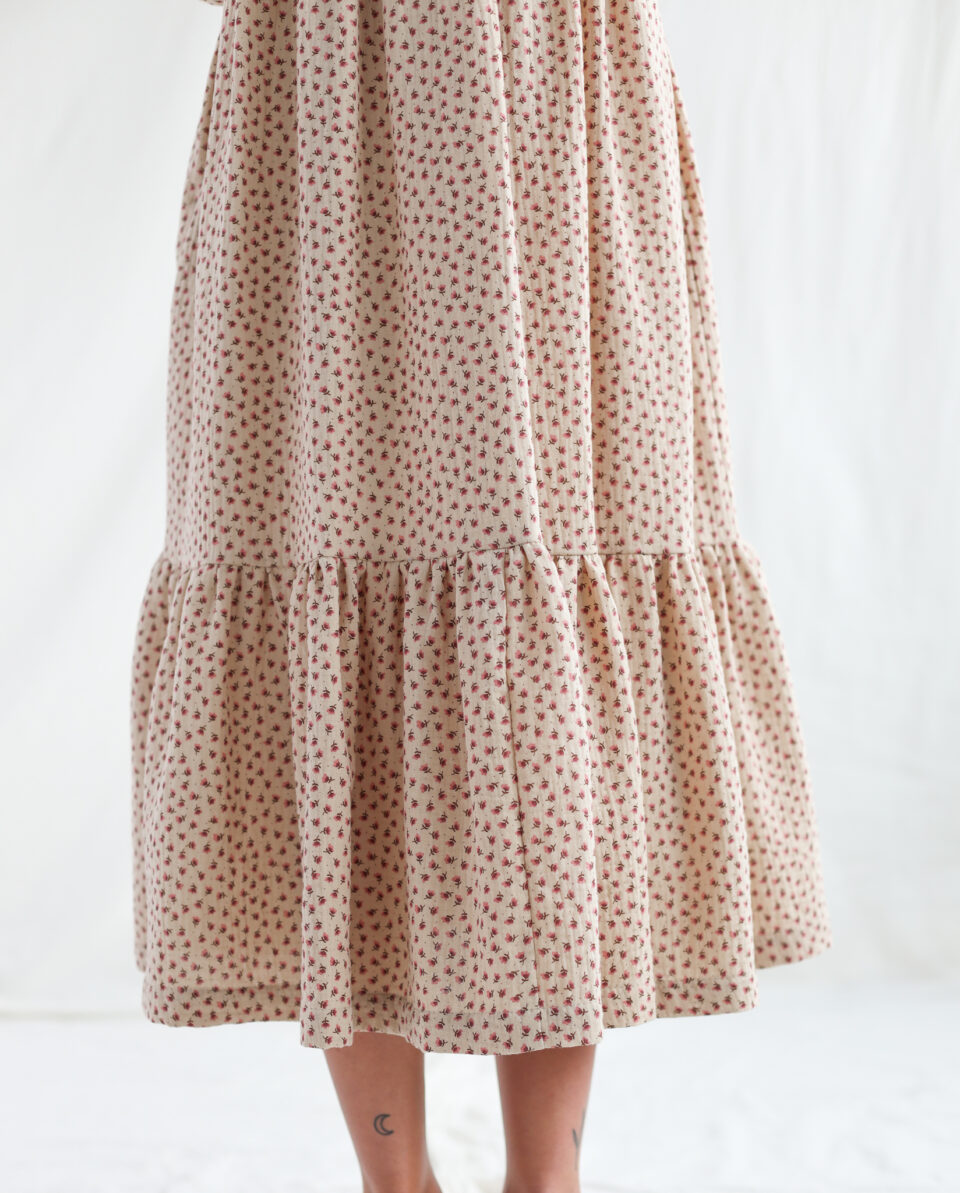 High waisted floral double gauze cotton dress FLEUR - Image 4