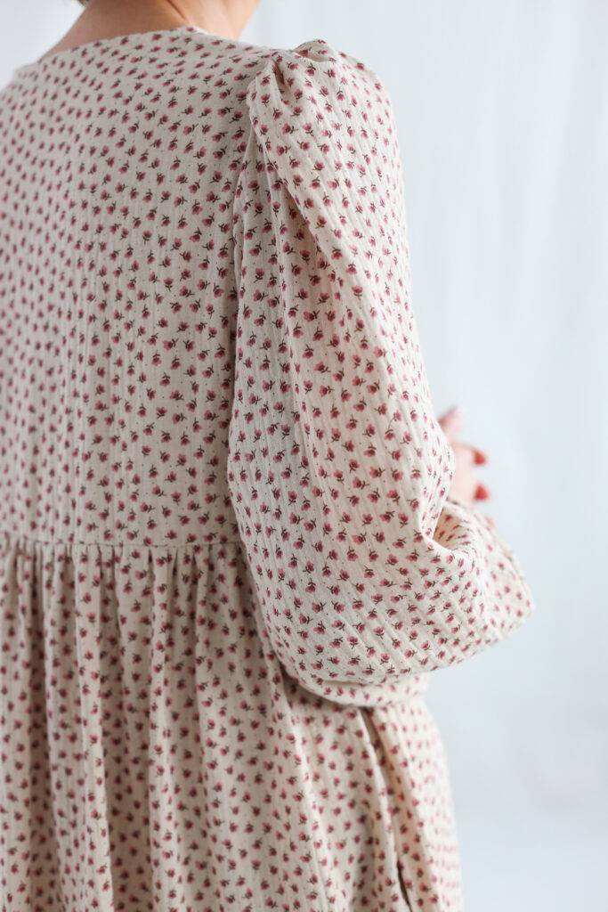 High waisted floral double gauze cotton dress FLEUR - Image 5