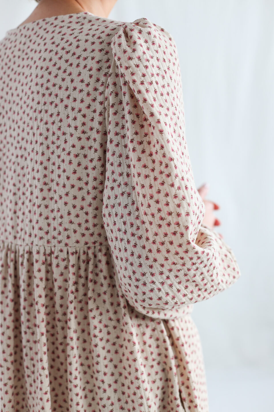 High waisted floral double gauze cotton dress FLEUR - Image 5